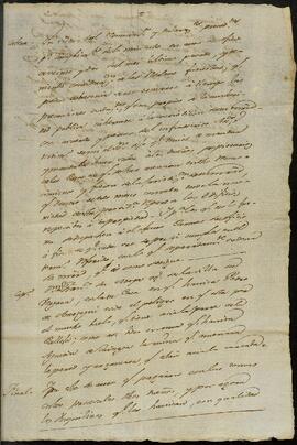 Oficio de Pedro de Bascarán dirigido a Juan Francisco de Moya.
