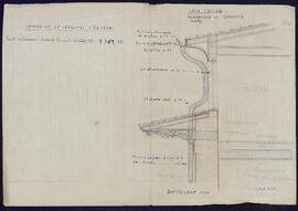Croquis del jardín y de la instalación de canalones y bajantes de la casa de la calle Barrencale número 33 de Vergara.