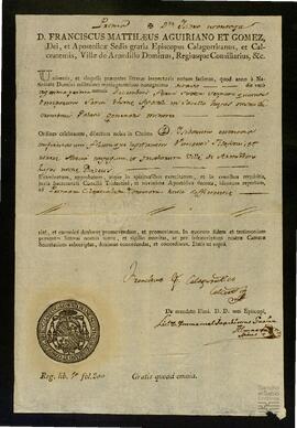 Certificación de tonsura de Isidoro Montoya Abecia.
