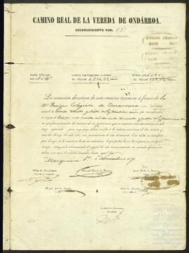Acciones del Camino Real de la Vereda de Ondárroa a nombre de la Colegiata de Cenarruza.