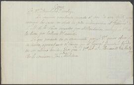 Comunicación de José Michelena dirigida a Miguel Antonio Orcolaga.