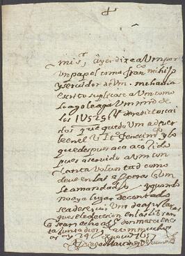 Carta de Diego Martínez de Vicuña al señor Zarauz y Gamboa y respuesta de éste.