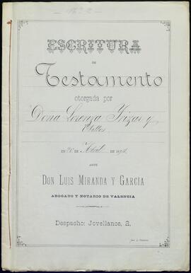 Testamento y codicilos de Lorenza de Yrízar Ubillos.