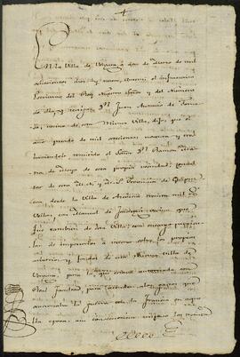 Declaración de Juan Antonio de Tomasa sobre la pertenencia de un empréstito a Ramón María de Moya.