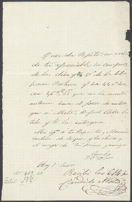 Carta dirigida a Josefa de Yrízar por parte de su prima Concha.