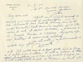 Carta de Plácido Insausti dirigida a Bernardo de Mesanza.