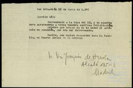 Correspondencia entre Joaquín de Azaola Ondarza y José Miguel de Azaola Urigüen.