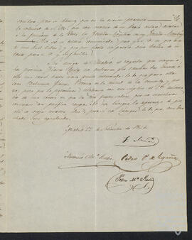 Carta de Pedro Pablo de Egaña, Fernando Muñoz, Antonio María y Pedro María Rubio a Íñigo Ortés de Velasco Esquíbel.