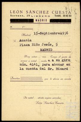 Correspondencia entre León Sánchez Cuesta y José Miguel de Azaola Urigüen.