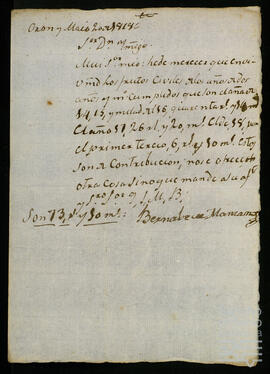 Carta de Bernabé de Manzanos a Íñigo Ortés de Veasco Esquíbel.