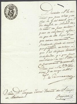 Oficios de la Capitanía General de Guipúzcoa dirigidos a Joaquín de Yrízar.