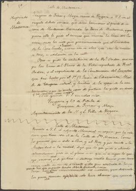 Peticiones y oficios entre Joaquín de Yrízar y el Ayuntamiento de Vergara.