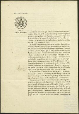 Circular de la Diputación General de Vizcaya recalcando la necesidad de que los ayuntamientos cumplieran lo dispuesto en lo referente a la presentación de sus cuentas.