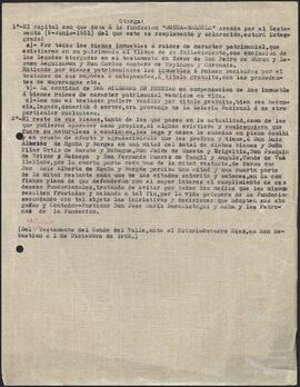 Cláusulas del testamento de Ignacio de Murua del 1 de diciembre de 1952 y otros.