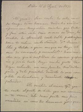 Carta de Pepe Munibe a Juan Carlos de Aréizaga.