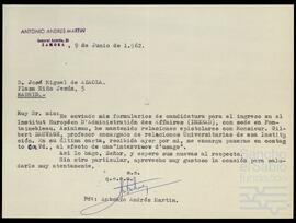 Correspondencia entre José Miguel de Azaola Urigüen y Antonio Andrés Martín.