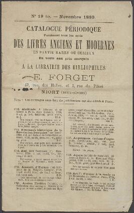 Catálogo de libros antiguos y modernos de la librería E.Forget.