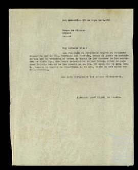 Correspondencia entre el Banco de Bilbao y Banco de Vizcaya con José Miguel de Azaola Urigüen.