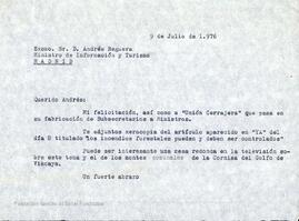 Cartas entre Andrés Reguera Guajardo y Bernardo de Mesanza.