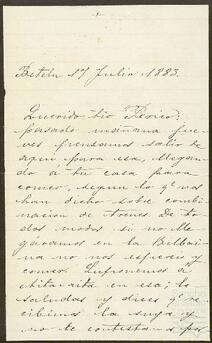 Cartas de José María Palacio dirigidas a Pedro de Yrízar.