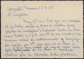 Carta de Pilar de Aréizaga al señor Cengotita.