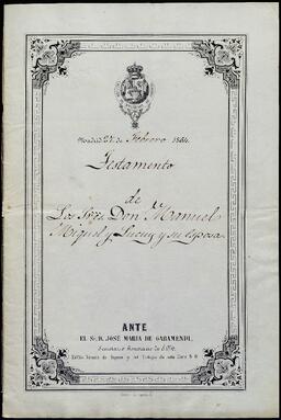 Testamento de Manuel Miquel Lucuix y Lorenza de Yrízar Ubillos.