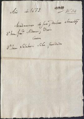 Declaración de Juan de Salaberri de Arreche por la que niega ser heredero de Juan de Salaberri de Arreche.