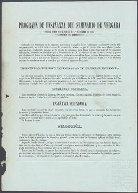 Programa de enseñanza del Real Seminario de Vergara.