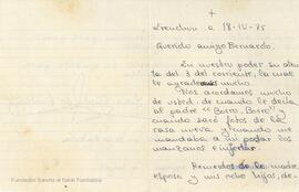Carta de Julio García de Amézaga dirigida a Bernardo de Mesanza.