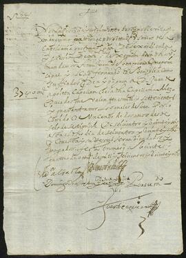 Mandamiento de la Justicia y Regimiento de Marquina dirigido a Martín Juan de Beingolea.