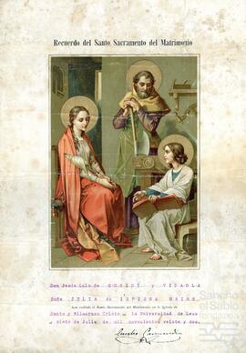 Recuerdo del matrimono de Jesús Guridi y Julia Ispizua.