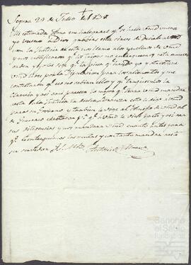 Carta de Antonio Murua dirigida a Casilda de Mújica.