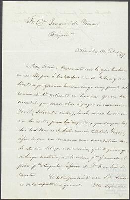 Cartas de Juan José Llona dirigidas a Joaquín de Yrízar.