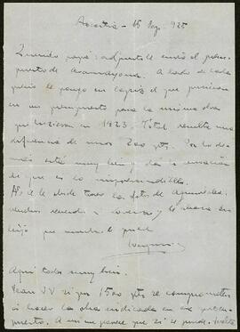 Carta de Joaquín de Yrízar Barnoya dirigida a su padre.
