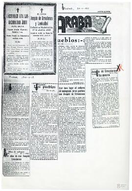 Fotocopia de esquelas y artículos sobre la muerte de Joaquín de Urrestarazu.