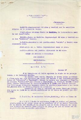 Obra de teatro titulada "Garbiñe" escrita por José María Azkarraga.