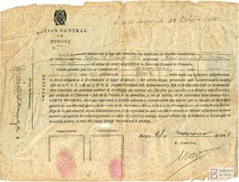 Notificación de la concesión de la libertad condicional a Emiliano Azcárraga.