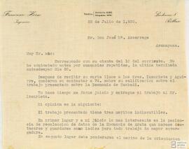 Carta de Francisco Horn dirigida a José María Azcárraga.